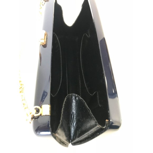 Vintage Lucite Structured Bag Navy Blue Classic Lucite Box Clutch Crossbody Shou - Picture 13 of 16